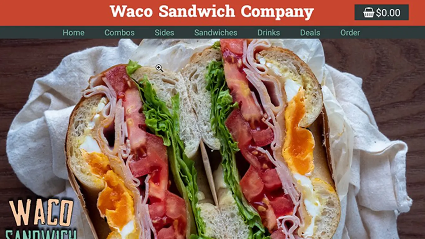 Responsive website design for Waco Sandwich Shop showcasing modern UI/UX and accessibility features.